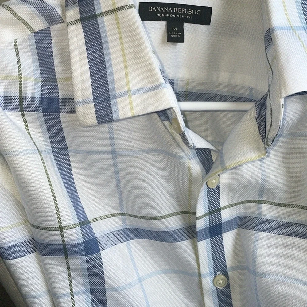 Banana Republic Men’s Plaid Cotton Woven Button Up Long Sleeve Shirt